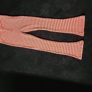 Zara red and white pattern knit bellbottoms, womans medium pants, Christmas